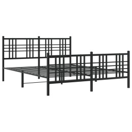 Metalowa rama łóżka z wezgłowiem i zanóżkiem, czarna, 150x200cm Lumarko!