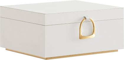 Pudełko na biżuterię 2-poziomowe z uchwytem i elastyczną tacką białe 20,5 x 24 x 11 cm