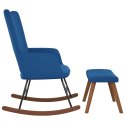 Fotel bujany z podnóżkiem, niebieski, obity aksamitem Lumarko!
