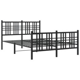 Metalowa rama łóżka z wezgłowiem i zanóżkiem, czarna, 137x190cm Lumarko!