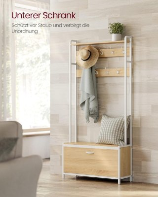 Wieszak na buty z szafką na buty, wieszak na ubrania z ławką, wieszak na ubrania, wywrotka na buty, 9 haczyków, górna półka, syp