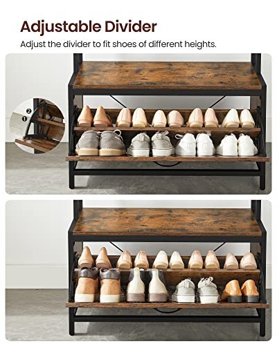 Wieszak na ubrania z szafką na buty, wieszak na ubrania z ławką, wieszak na ubrania, szafka na buty, 9 haczyków, górna półka, do