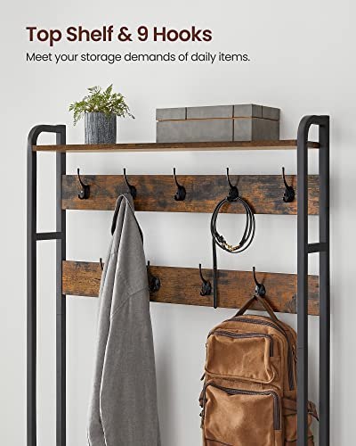 Wieszak na ubrania z szafką na buty, wieszak na ubrania z ławką, wieszak na ubrania, szafka na buty, 9 haczyków, górna półka, do