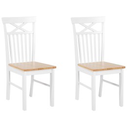 Zestaw 2 krzeseł do jadalni drewniany jasny z białym HOUSTON Lumarko!
