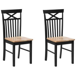 Zestaw 2 krzeseł do jadalni drewniany jasny z czarnym HOUSTON Lumarko!
