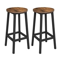 Zestaw 2 stołków barowych, wysokie stołki kuchenne, solidna stalowa rama, wysokość 65 cm, łatwy montaż, styl industrialny, rusty