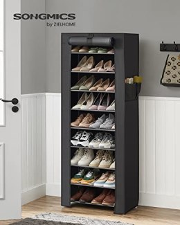 10-poziomowy stojak , organizer na buty, duża pojemność, łatwy montaż, pyłoszczelny, 58 x 28 x 160 cm, czarny