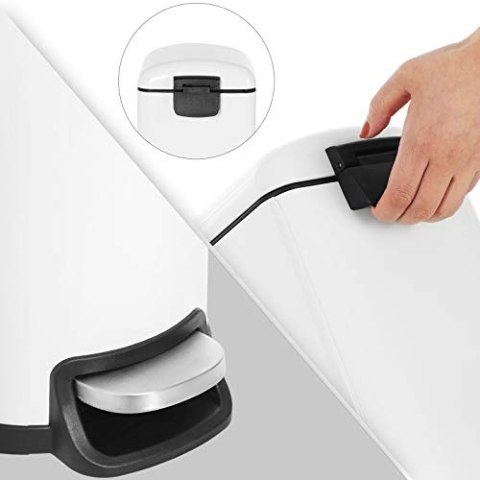 Wąski kosz na śmieci, kosz na śmieci 10 l z pedałem, stal, wyjmowane wiadro wewnętrzne, powolne zamykanie, do wąskich przestrzen