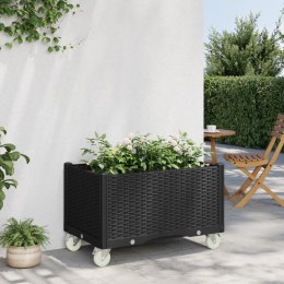 Donica ogrodowa na kółkach, czarna, 80x50x54 cm, PP Lumarko!