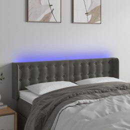 Zagłówek do łóżka z LED, ciemnoszary, 147x16x78/88 cm, aksamit Lumarko!