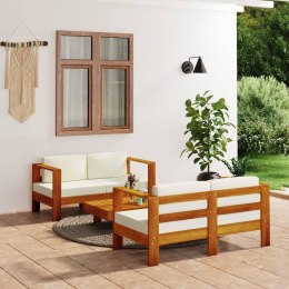 3-częściowy zestaw wypoczynkowy do ogrodu, kremowe poduszki, drewno Lumarko!