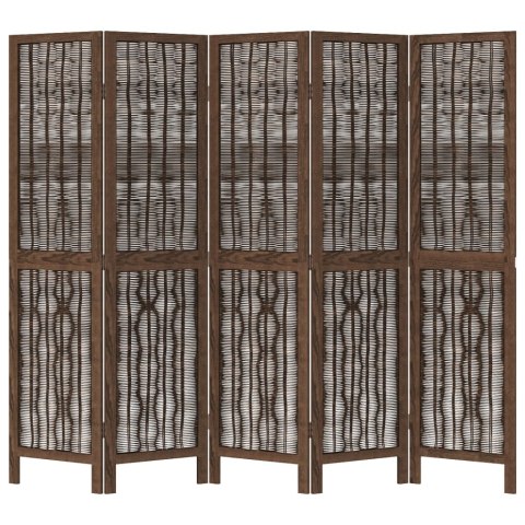 Parawan pokojowy, 5-panelowy, ciemny brąz, lite drewno paulowni Lumarko!