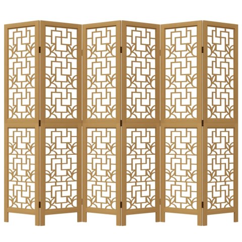 Parawan pokojowy, 6-panelowy, brązowy, lite drewno paulowni Lumarko!
