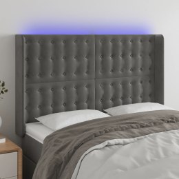 Zagłówek do łóżka z LED, ciemnoszary, 147x16x118/128cm, aksamit Lumarko!