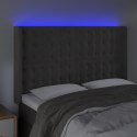 Zagłówek do łóżka z LED, ciemnoszary, 147x16x118/128cm, aksamit Lumarko!