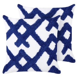 2 poduszki dekoracyjne bawełniane 45 x 45 cm niebieskie z białym HAZEL Lumarko!