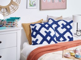 2 poduszki dekoracyjne bawełniane 45 x 45 cm niebieskie z białym HAZEL Lumarko!