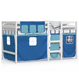 Dziecięce łóżko na antresoli, niebieskie zasłonki, 90x200 cm Lumarko!