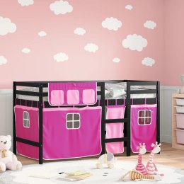 Dziecięce łóżko na antresoli, różowe zasłonki, 80x200 cm Lumarko!