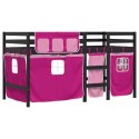 Dziecięce łóżko na antresoli, różowe zasłonki, 80x200 cm Lumarko!
