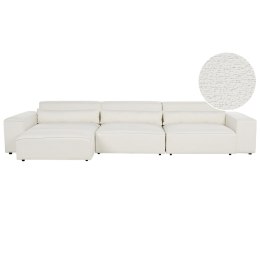 Sofa modułowa 3-osobowa boucle z otomaną biała HELLNAR Lumarko!