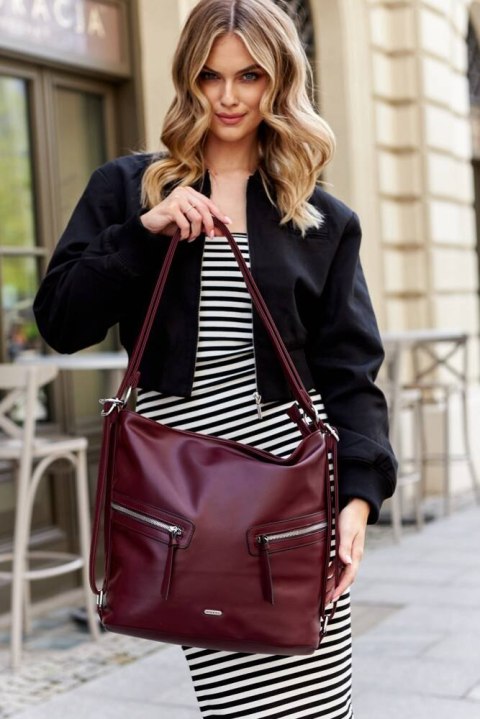 Klasyczna, pojemna torebka damska ze skóry ekologicznej Lumarko!