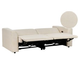 Sofa z elektryczną funkcją relaksu z ładowarką sztruksowa beżowa ULVEN Lumarko!