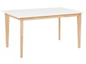 Stół do jadalni rozkładany 140/180 x 90 cm biały z jasnym drewnem SOLA Lumarko!