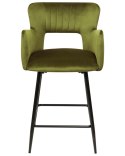 Zestaw 2 krzeseł barowych welurowe zielony oliwkowy SANILAC Lumarko!