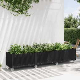 Donica ogrodowa na kółkach, czarna, 240x50x54 cm, PP Lumarko!