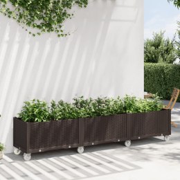 Donica ogrodowa z kółkami, brązowa, 240x50x54 cm, PP Lumarko!