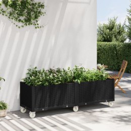 Donica ogrodowa na kółkach, czarna, 160x50x54 cm, PP Lumarko!