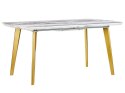 Stół do jadalni rozkładany 160/200 x 90 cm efekt marmuru ze złotym MOSBY Lumarko!