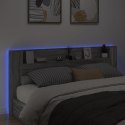 Zagłówek z półką i LED, szary dąb sonoma, 220x16,5x103,5 cm Lumarko!