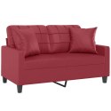 2-os. sofa z poduszkami, winna czerwień, 120 cm, sztuczna skóra Lumarko!