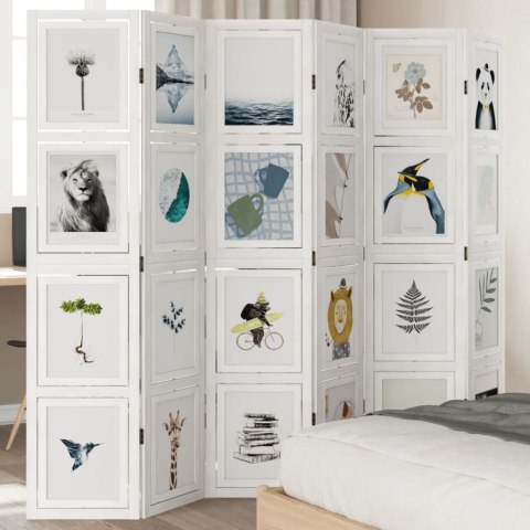 Parawan pokojowy, 6-panelowy, biały, lite drewno paulowni Lumarko!