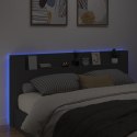 Zagłówek z półką i oświetleniem LED, czarny, 220x16,5x103,5cm Lumarko!