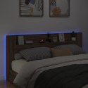 Zagłówek z półką i LED, brązowy dąb, 220x16,5x103,5 cm Lumarko!