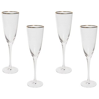 Zestaw 4 kieliszków do szampana ze złotą obwódką 250 ml TOPAZ