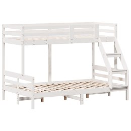 Łóżko piętrowe, 80x200/120x200 cm, białe, lite drewno sosnowe