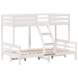 Łóżko piętrowe, 90x200/120x200 cm, białe, lite drewno sosnowe Lumarko!