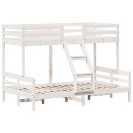 Łóżko piętrowe, 80x200/120x200 cm, białe, lite drewno sosnowe Lumarko!