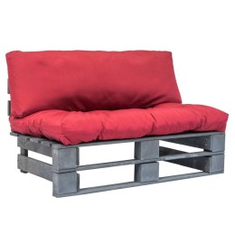 VidaXL Ogrodowa sofa z palet, z czerwonymi poduszkami, sosna