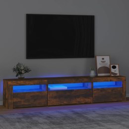 Szafka pod TV z oświetleniem LED, przydymiony dąb, 195x35x40 cm Lumarko!