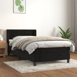 Łóżko kontynentalne z materacem, czarne, aksamit 100x200 cm Lumarko!