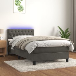 Łóżko kontynentalne z materacem i LED, szary aksamit, 100x200cm Lumarko!