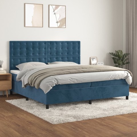 Łóżko kontynentalne z materacem, niebieskie, aksamit, 200x200cm Lumarko!