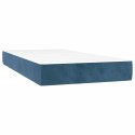 Łóżko kontynentalne z materacem, niebieskie, aksamit, 200x200cm