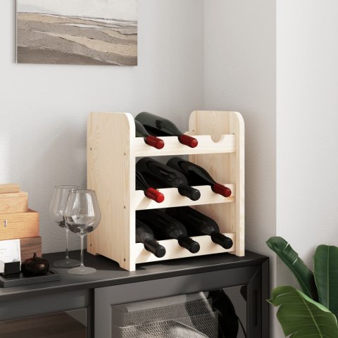 Stojak na wino, 33x25x37 cm, lite drewno sosnowe