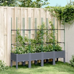 Donica ogrodowa z kratką, szara, 160x40x142,5 cm, PP